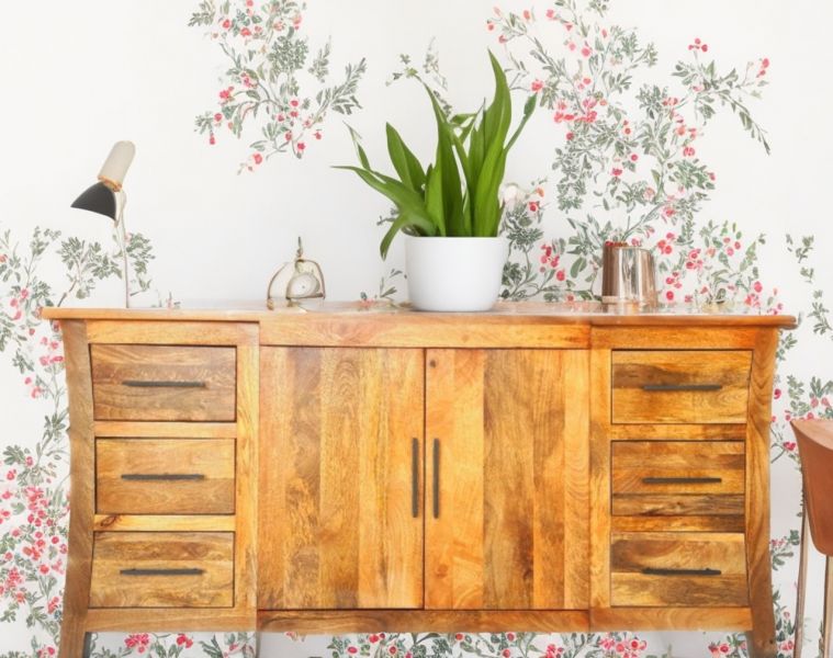 Vintage Asia Mangoholz Kommode Sideboard Regal - Art. SB2D6DRW