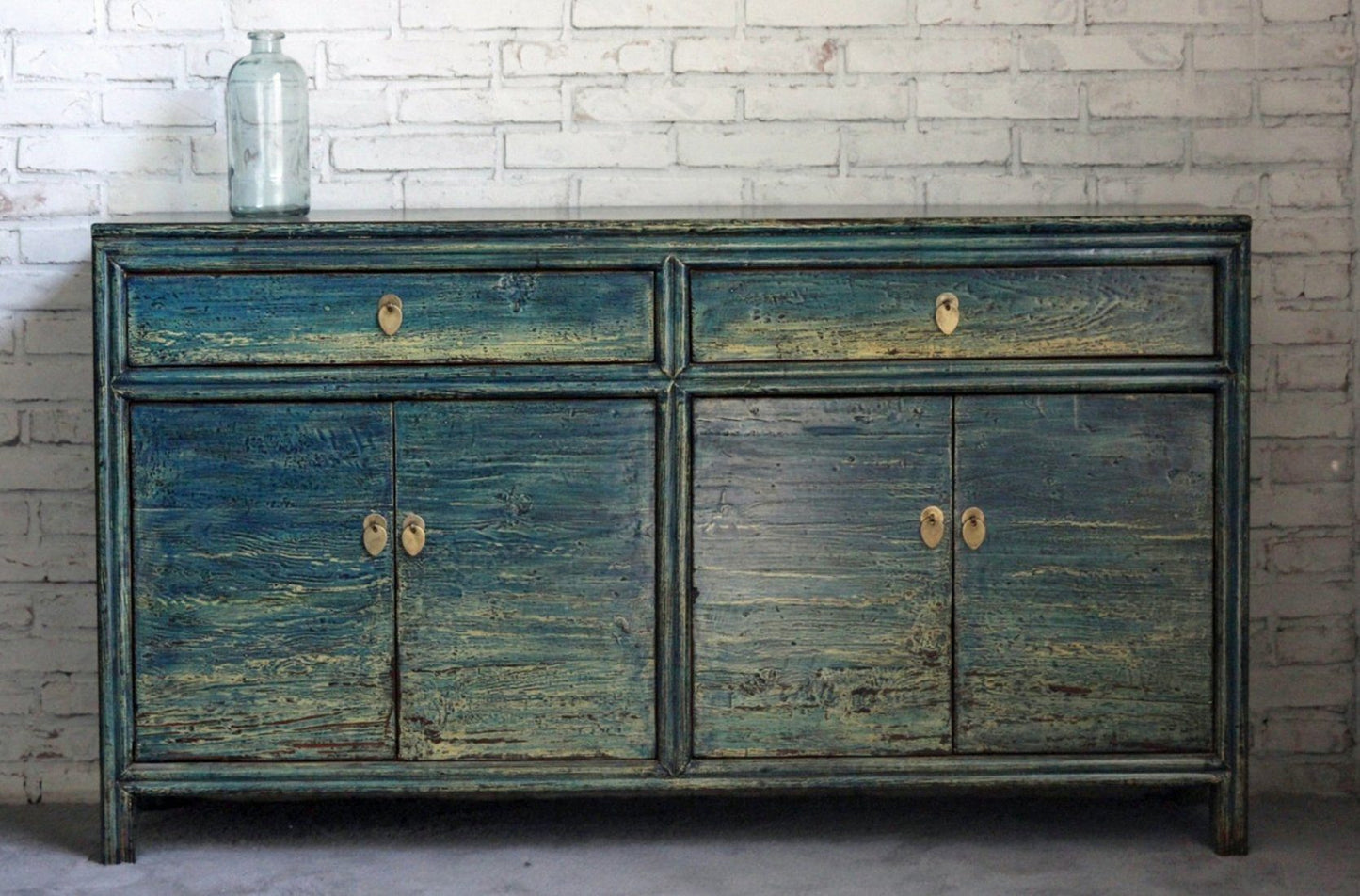 Vintage Asia Exotic Chest of Drawers Sideboard Blue - Art. 35169-midblue