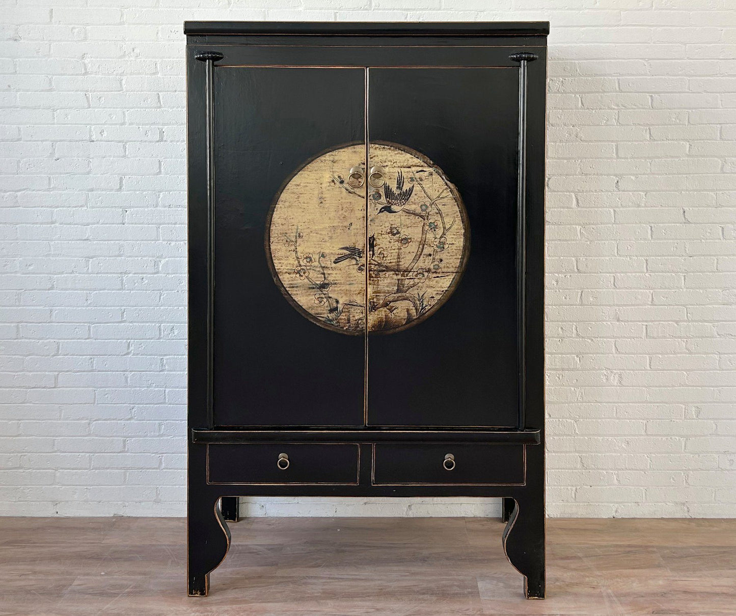 vintage Asie Chinois Placard Mariage Placard Commode Noir Beige - Article A600-3