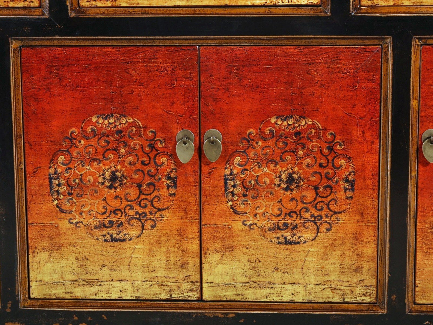 Vintage Asia Oriental Chest of Drawers Sideboard Cabinet "Fire" - Art. 34372-2