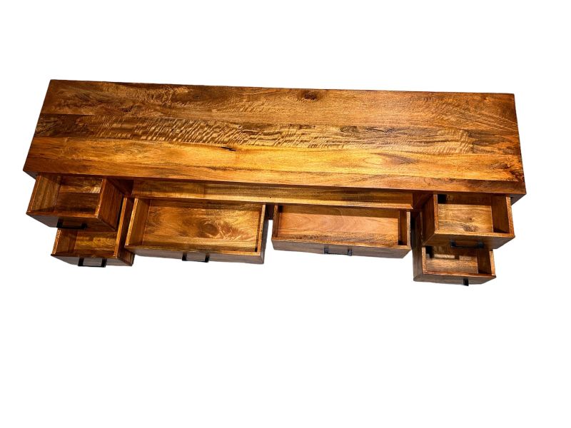 Vintage Asia Mangoholz Lowboard Kommode TV-Tisch - Art. Buff-Low