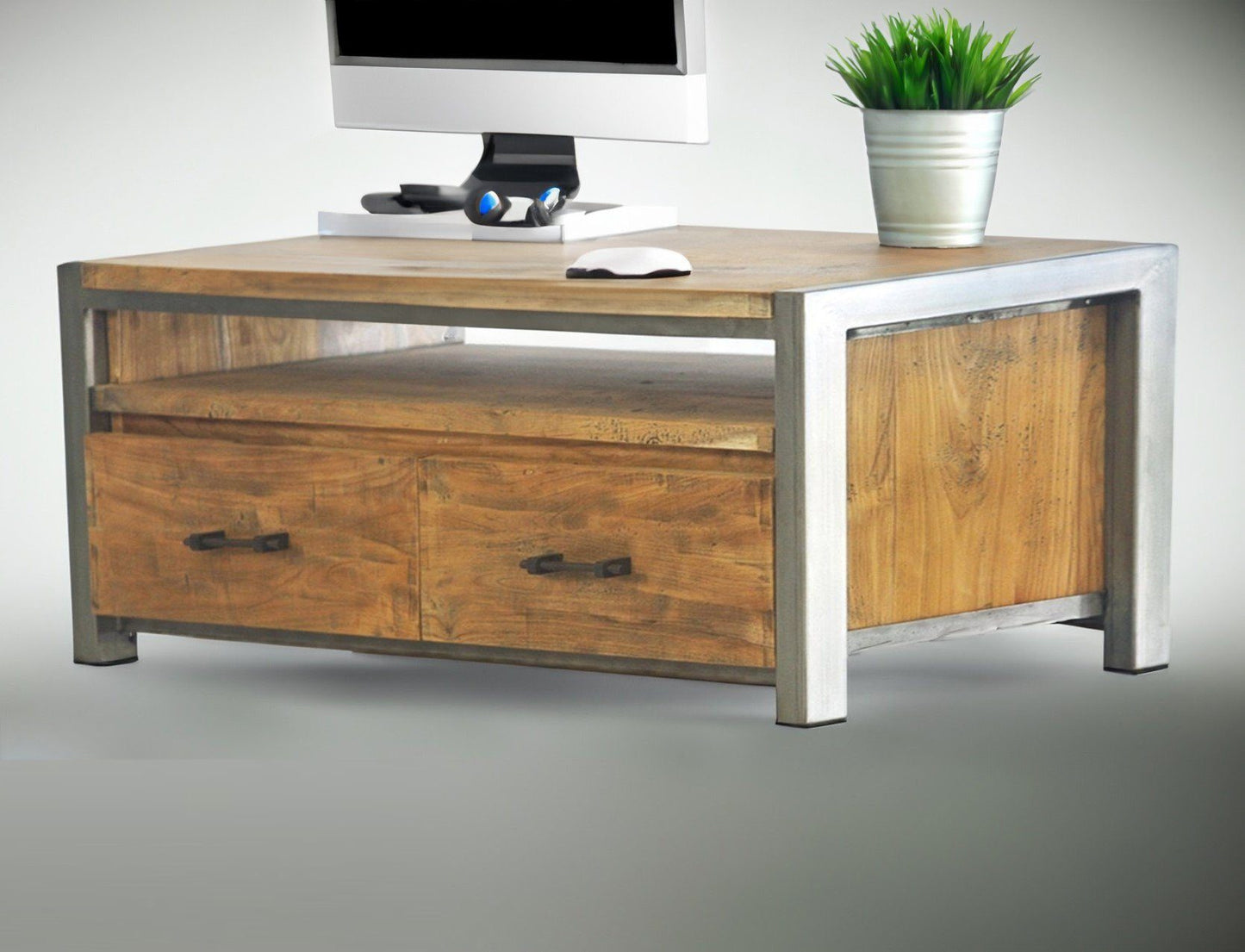 Mesa baja vintage asiática de madera de teca - Art. AUDIO-2D-50