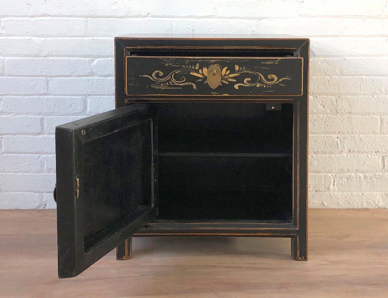 Mesita de noche china asiática vintage "LesNoirs" - Artículo 35191-11