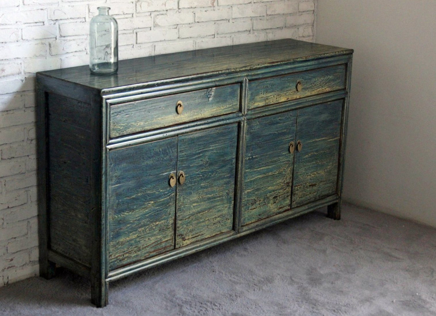 Vintage Asia Exotic Chest of Drawers Sideboard Blue - Art. 35169-midblue