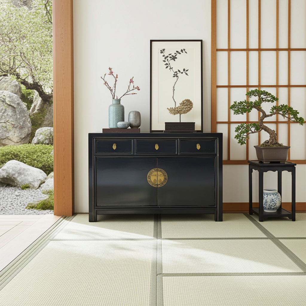 Vintage Asia Chinesische Kommode Sideboard Regal Lila-Schwarz - Art. 33083-PurpleBlack