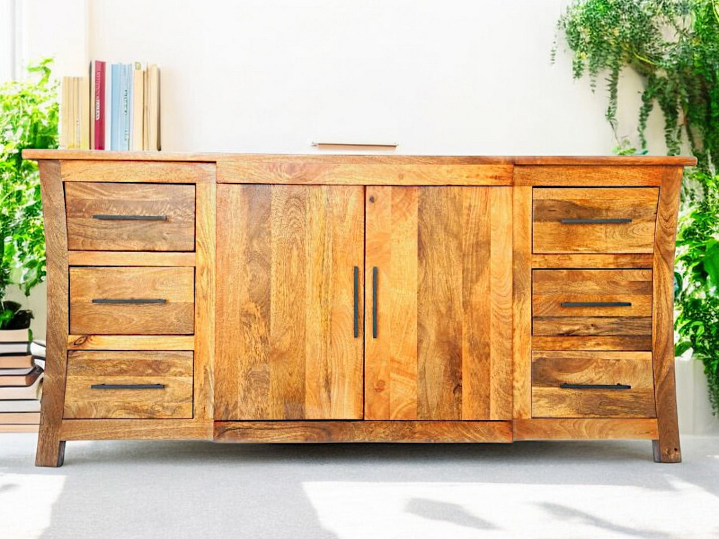 Vintage Asia Mangoholz Kommode Sideboard Regal - Art. SB2D6DRW
