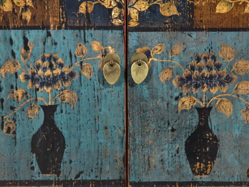 Vintage Asia Chinesische Kommode Sideboard Regal "Oceanflowers" - Art. 33082-5-ORG