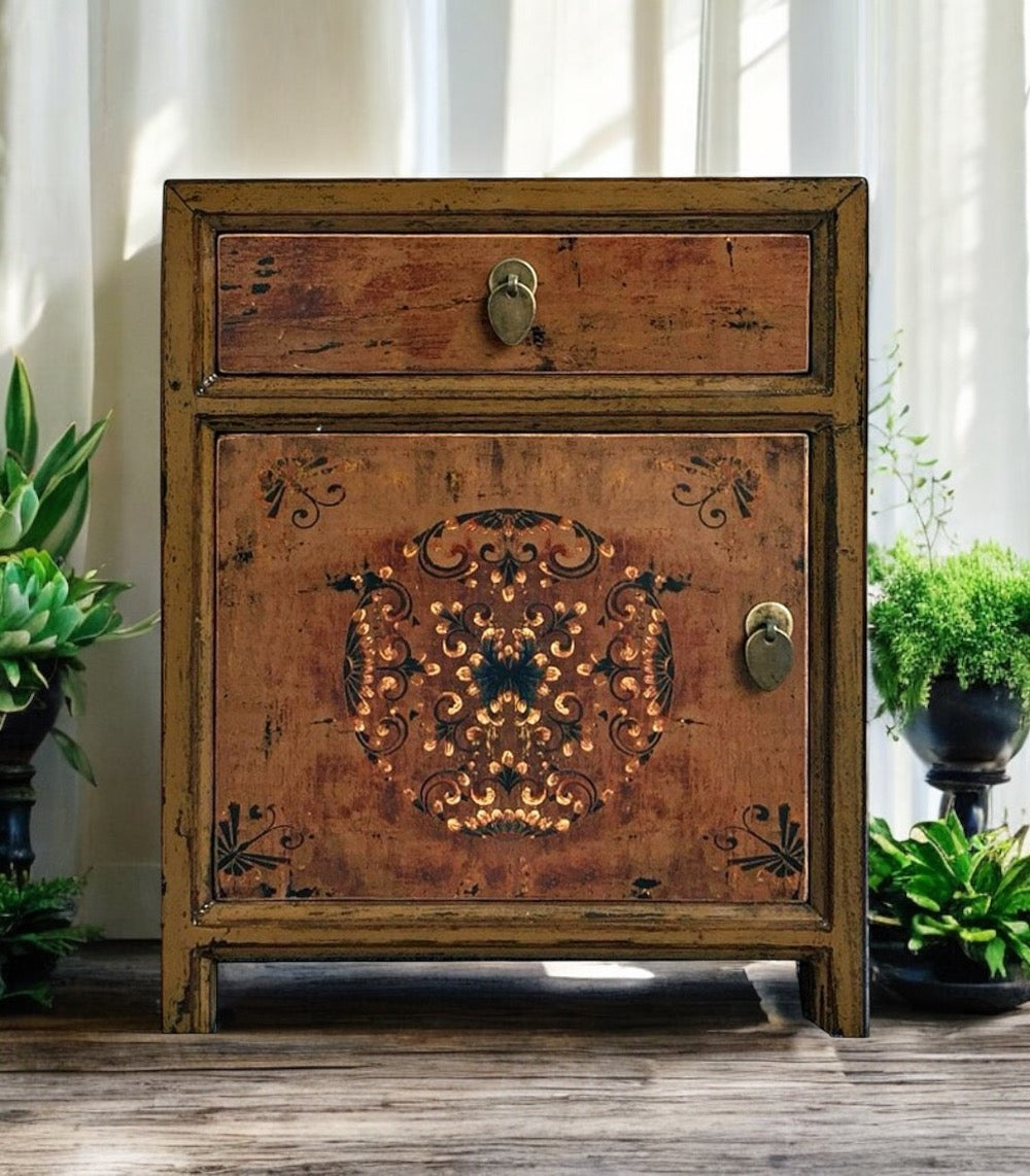 Vintage Asia Chinese Bedside Table Brown - Art. 35191-7