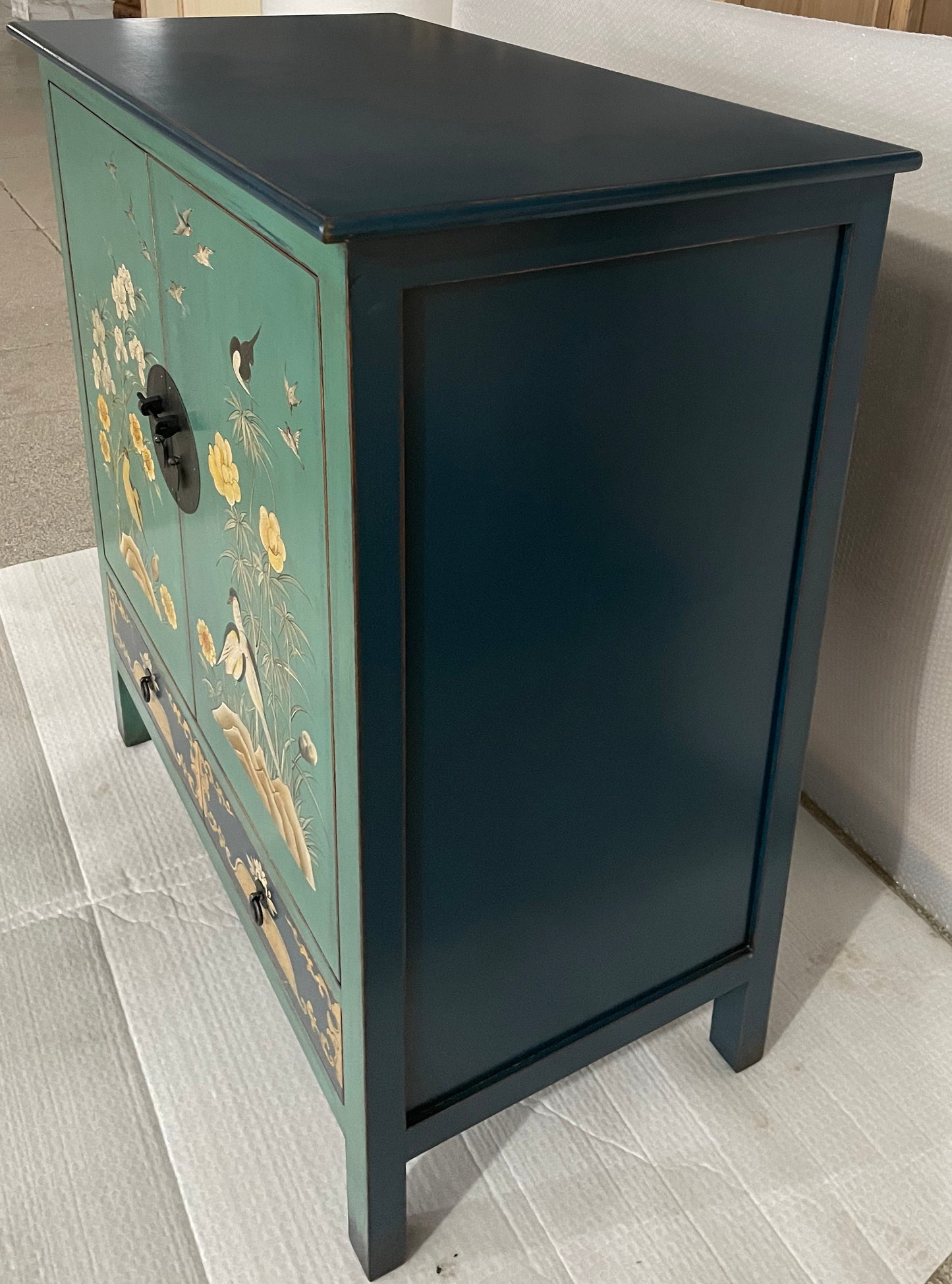 Vintage Asia Exotisches Highboard Schrank Grün Blau - Art. 2025-1