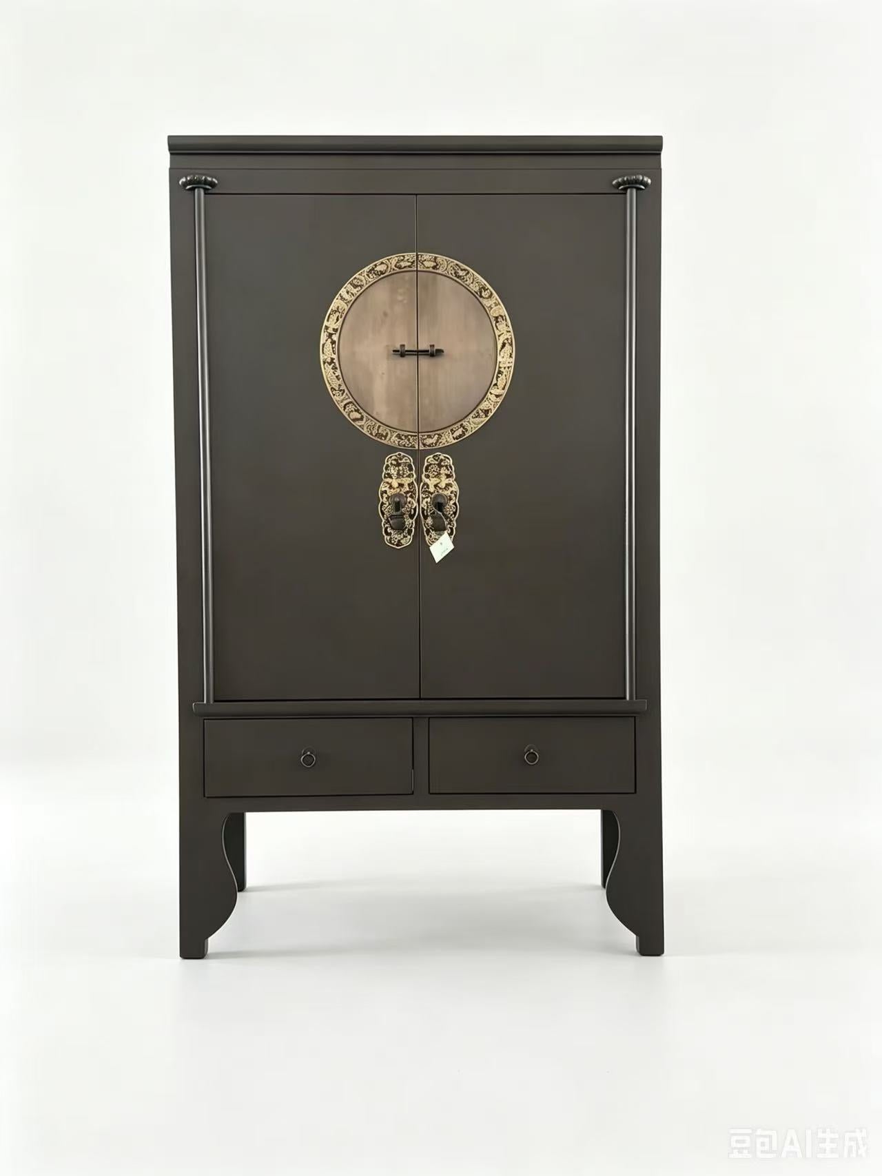 Vintage Asia Chinesischer Schrank Hochzeitsschrank Kommode Graubraun - Art. A502/MuddyGray