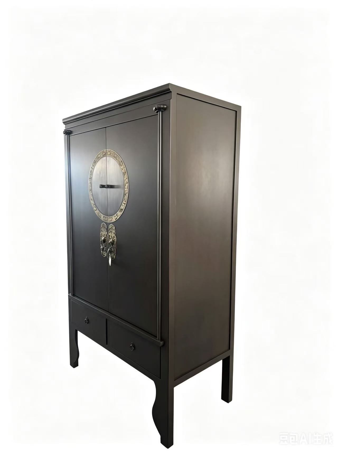 Vintage Asia Chinesischer Schrank Hochzeitsschrank Kommode Graubraun - Art. A502/MuddyGray
