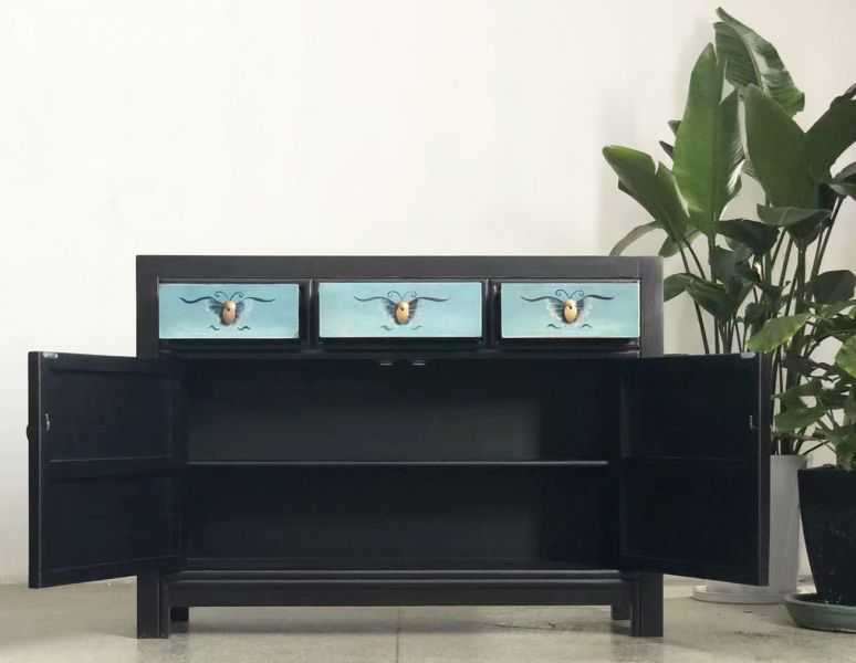 Chinesische Kommode Sideboard Regal Türkisblau - Art. 33082-8