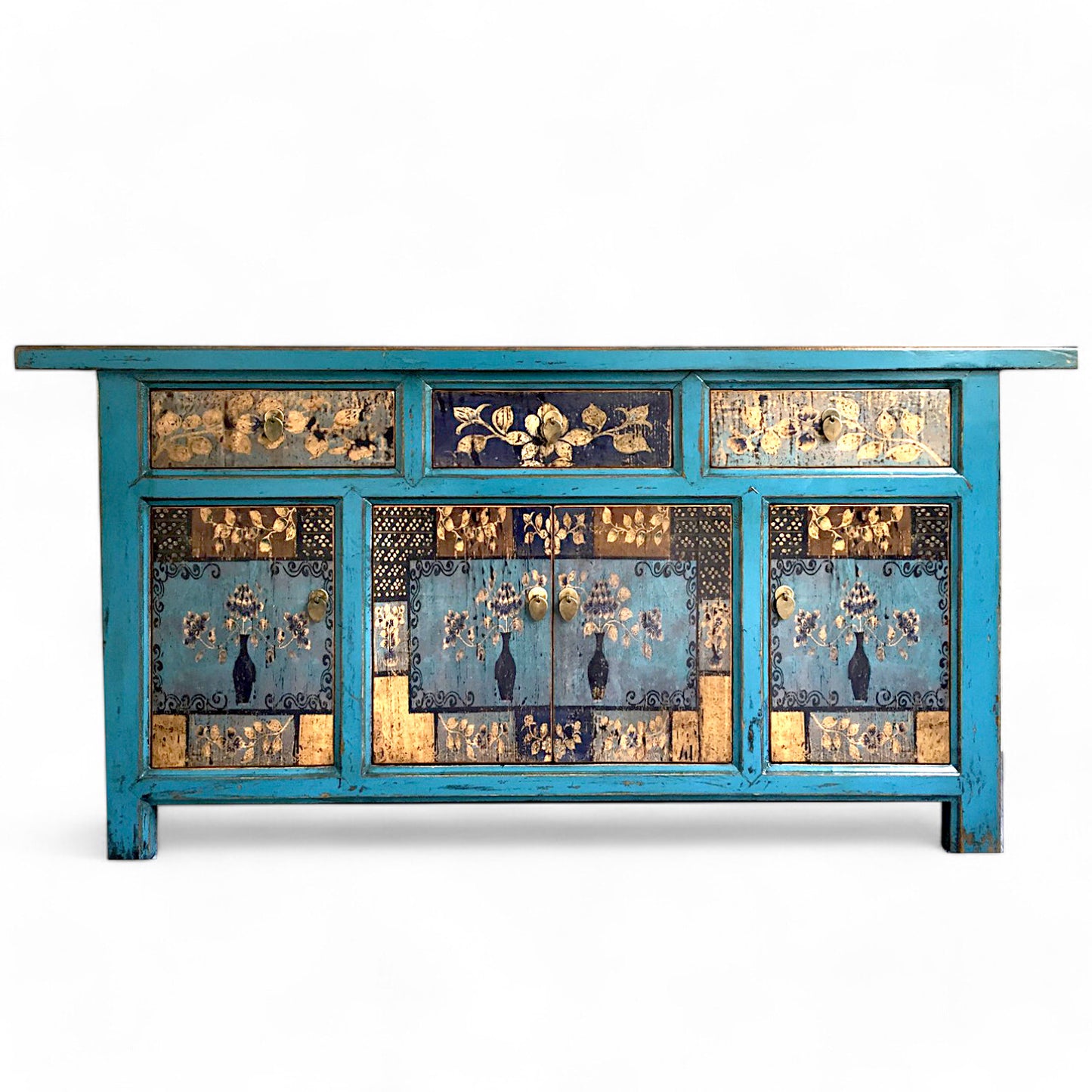 Vintage Asia Oriental Chest of Drawers Sideboard Cabinet "Oceanflowers" - Art. 34372-4