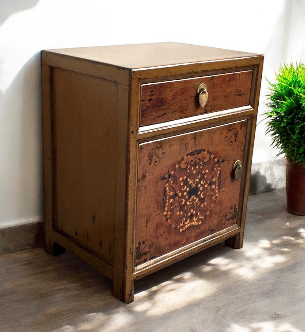 Vintage Asia Chinese Bedside Table Brown - Art. 35191-7