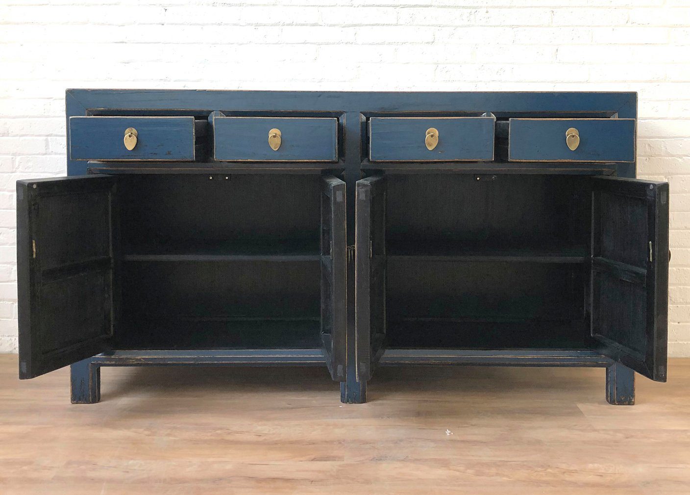 Buffet chinois vintage d'Asie commode bleu foncé - Article 31196-darkblue