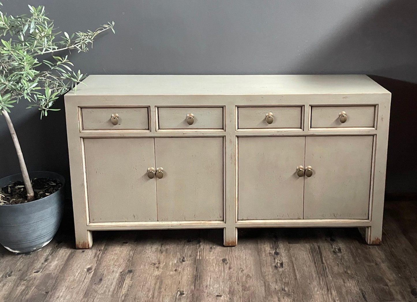 Chinese sideboard chest of drawers grey-olive - Art. 31196-greyolive