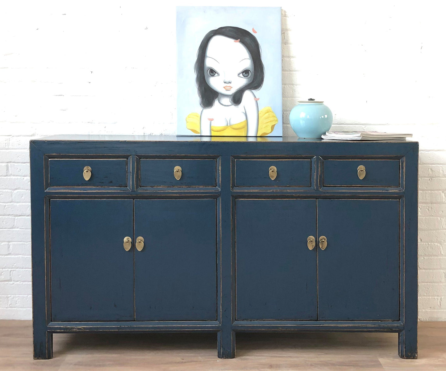 Buffet chinois vintage d'Asie commode bleu foncé - Article 31196-darkblue