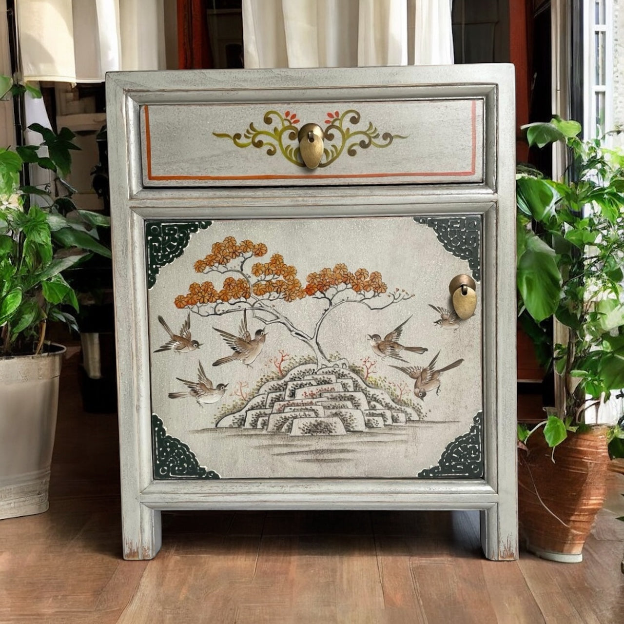 Vintage Asia Chinesisches Nachtkästchen Nachttisch "Vintagefog" - Art. 35191-12