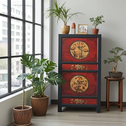 Vintage Asia Hochzeitsschrank Schrank Kommode Regal "RedMagic" - Art. 33723-1