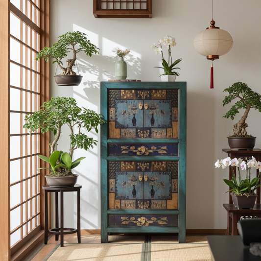 Vintage Asia Hochzeitsschrank Schrank Kommode Regal "Oceanflowers" - Art. 33723-3