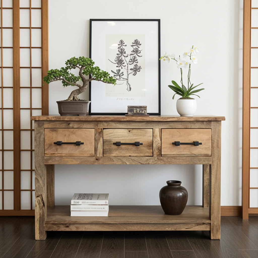 Vintage Asia Mangoholz Konsole Tisch Holzbank Kommode - Art. CON-3D