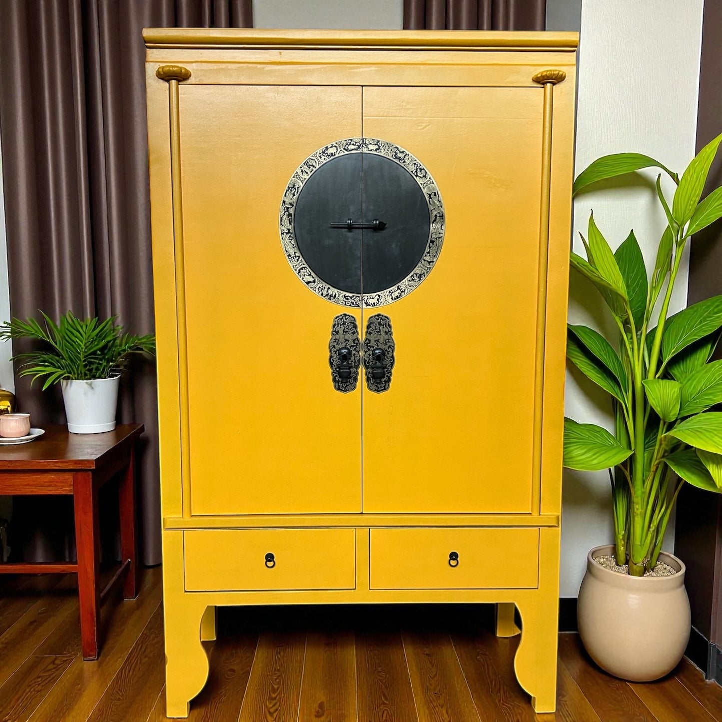 Vintage Asia Chinesischer Schrank Hochzeitsschrank Gelb - Art. A502/Sun