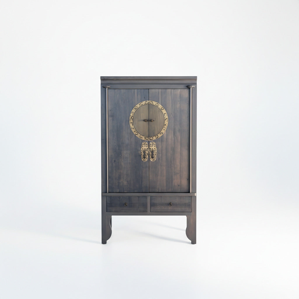 Vintage Asia Chinesischer Schrank Hochzeitsschrank Dunkelgrau- Art. A502/darkgray