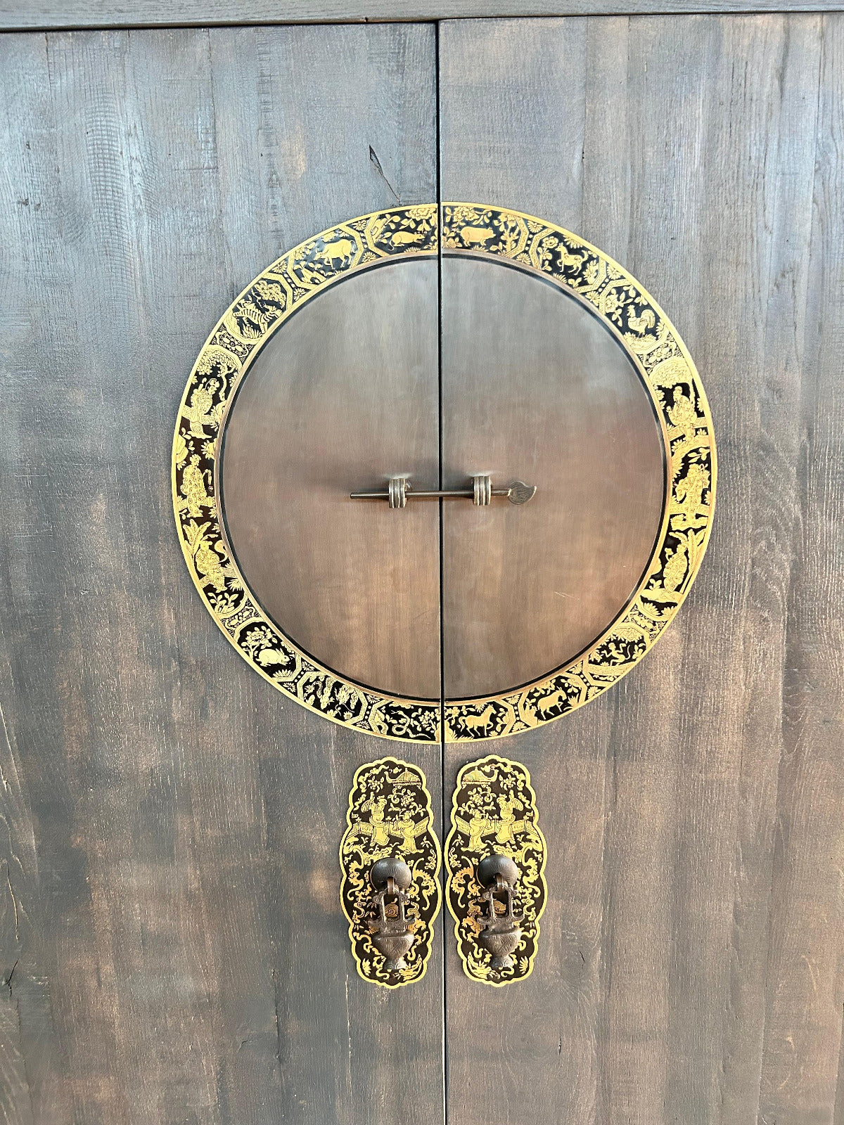 Vintage Asia Chinesischer Schrank Hochzeitsschrank Dunkelgrau- Art. A502/darkgray