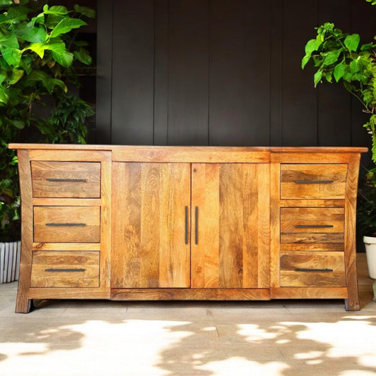 Vintage Asia Mangoholz Kommode Sideboard Regal - Art. SB2D6DRW