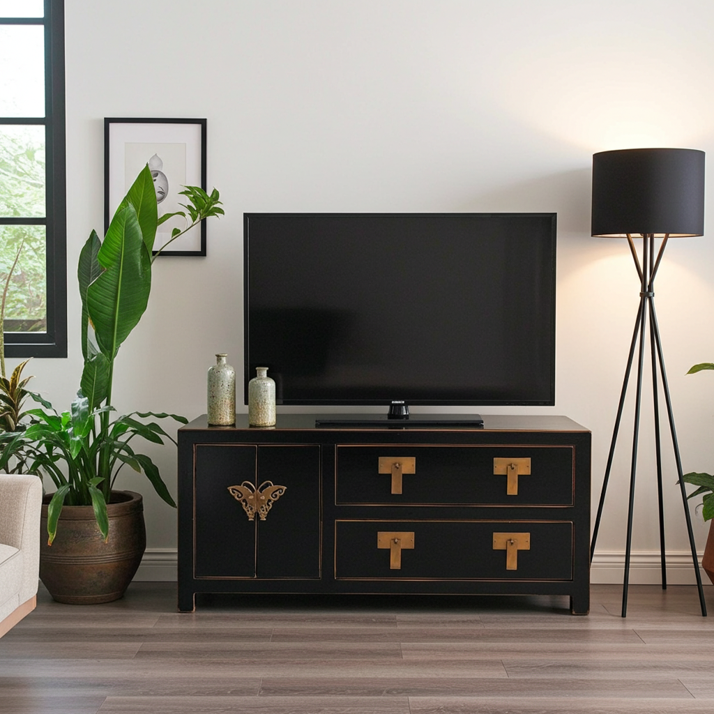 Vintage Asia TV Cabinet Sideboard Lowboard Black - Art. TV273/black