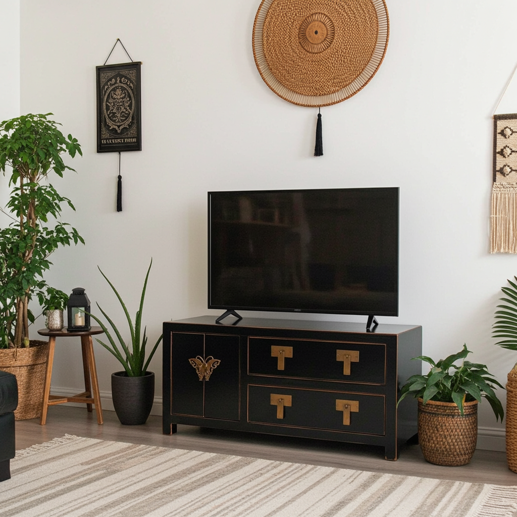 Vintage Asia TV Cabinet Sideboard Lowboard Black - Art. TV273/black
