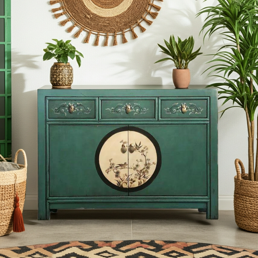 Vintage Asia Chinese Chest of Drawers Sideboard Shelf "Aurora" - Art. 33082-10
