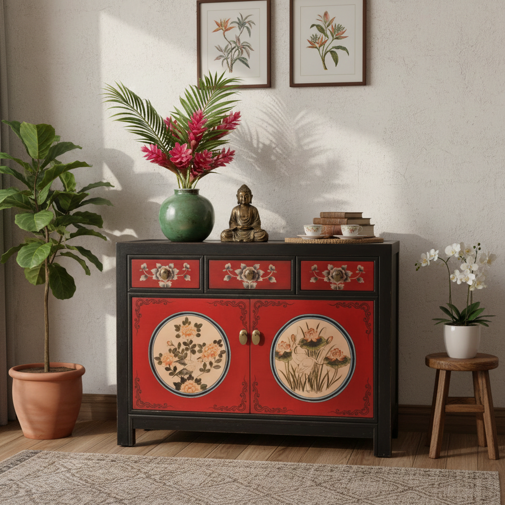 Vintage Asia Chinesische Kommode Sideboard Schrank "RedMagic" - Art. 33082-9