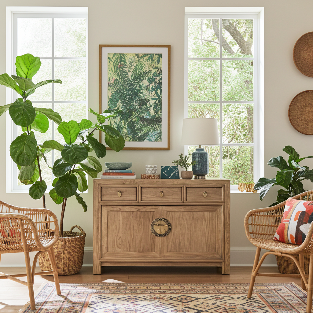 Vintage Asia Chinesische Kommode Sideboard Regal Natur - Art. 33083-Natural