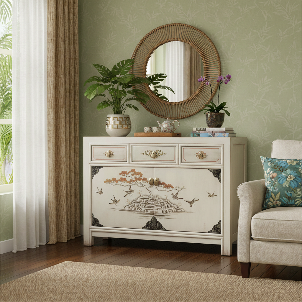 Vintage Asia Chinese Chest of Drawers Sideboard Shelf "Vintagefog" - Art. 33082-12