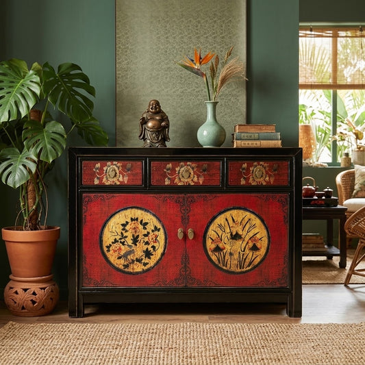Vintage Asia Chinesische Kommode Sideboard Schrank "RedMagic" - Art. 33082-9