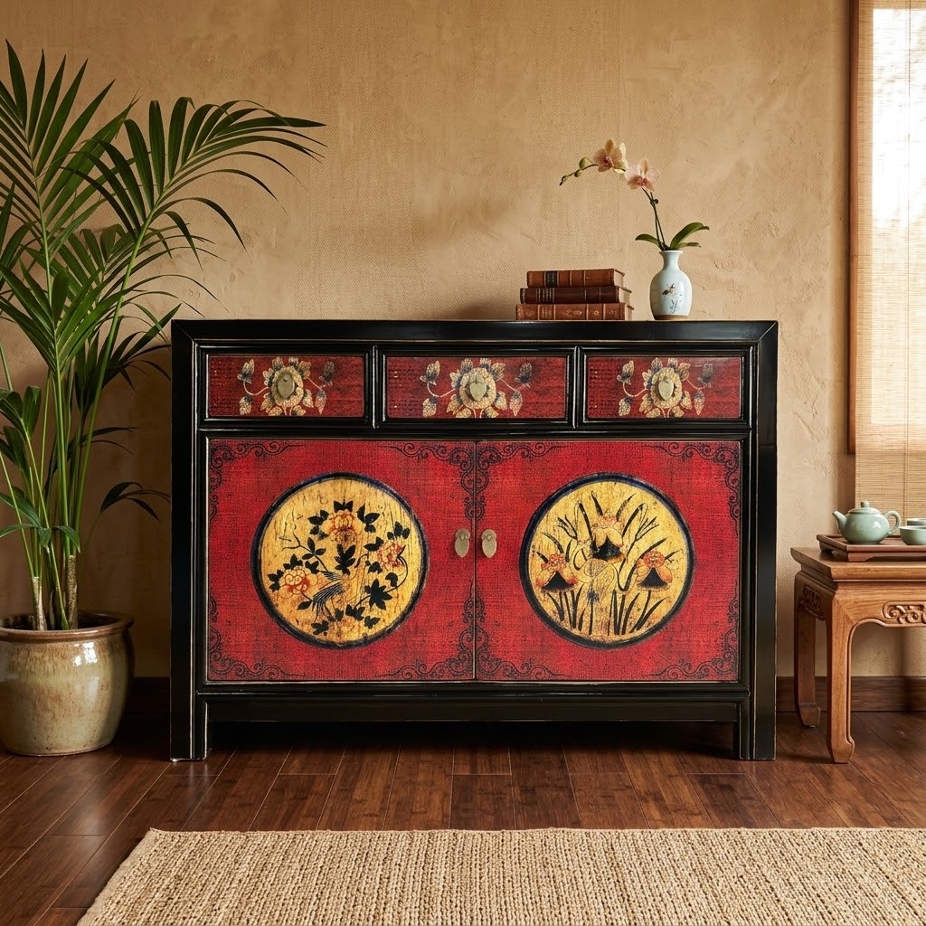 Vintage Asia Chinese Dresser Buffet Shelf « RedMagic » - Article 33082-9