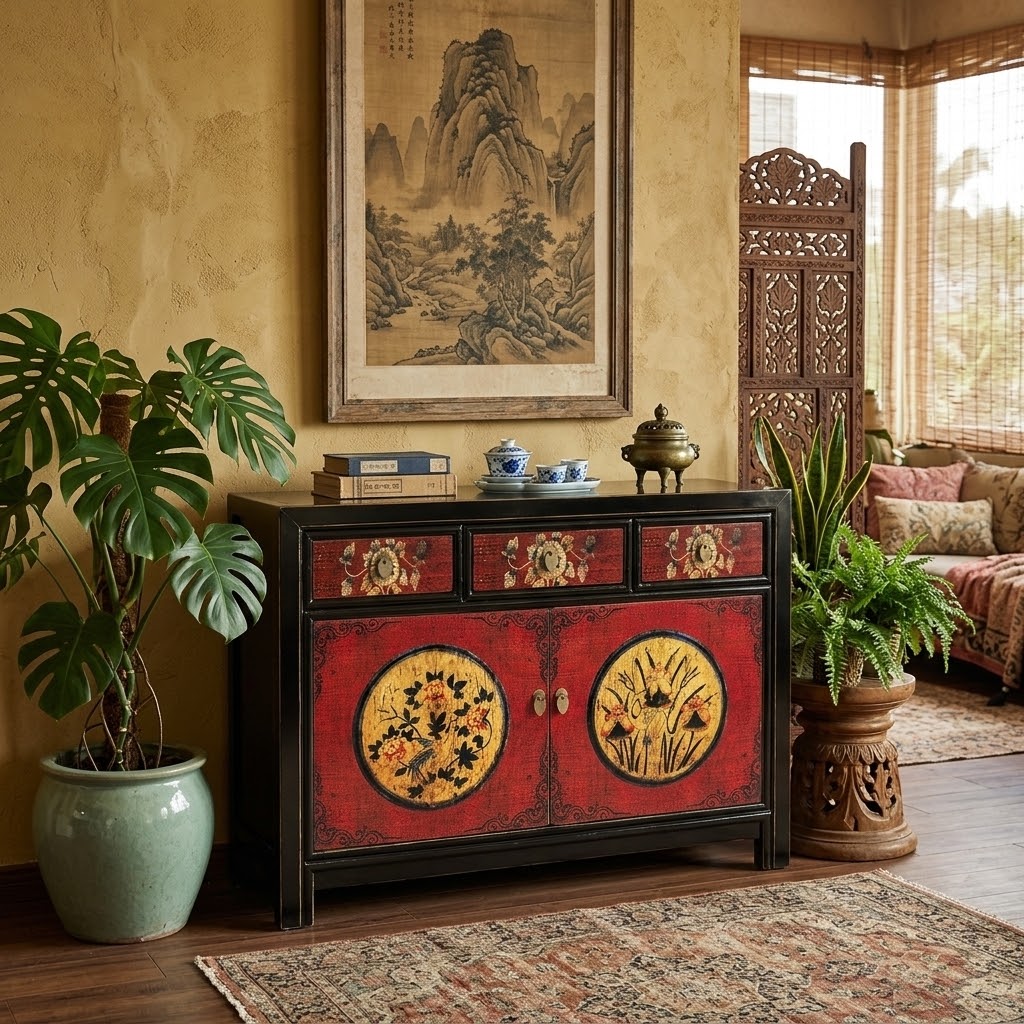 Vintage Asia Chinese Dresser Buffet Shelf « RedMagic » - Article 33082-9