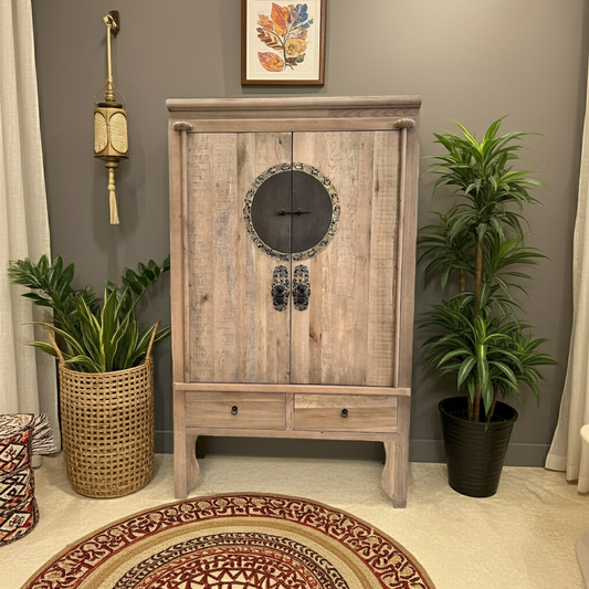 Vintage Asia Chinesischer Schrank Hochzeitsschrank Natur - Art. A502/natural
