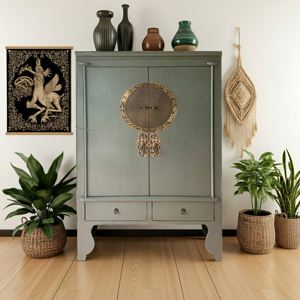 Vintage Asia Chinese Cabinet Wedding Cabinet Olive - Art. A502/Oliv