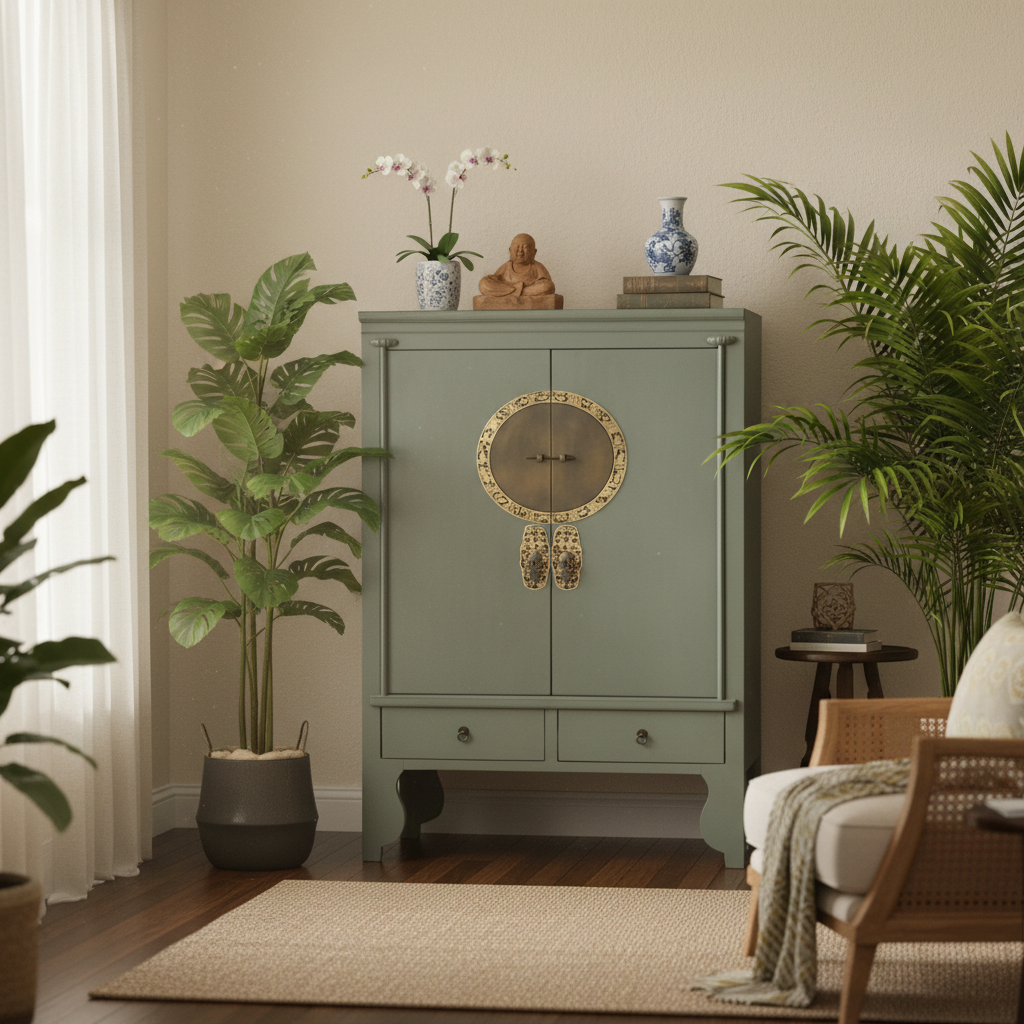 Vintage Asia Chinese Cabinet Wedding Cabinet Olive - Art. A502/Oliv