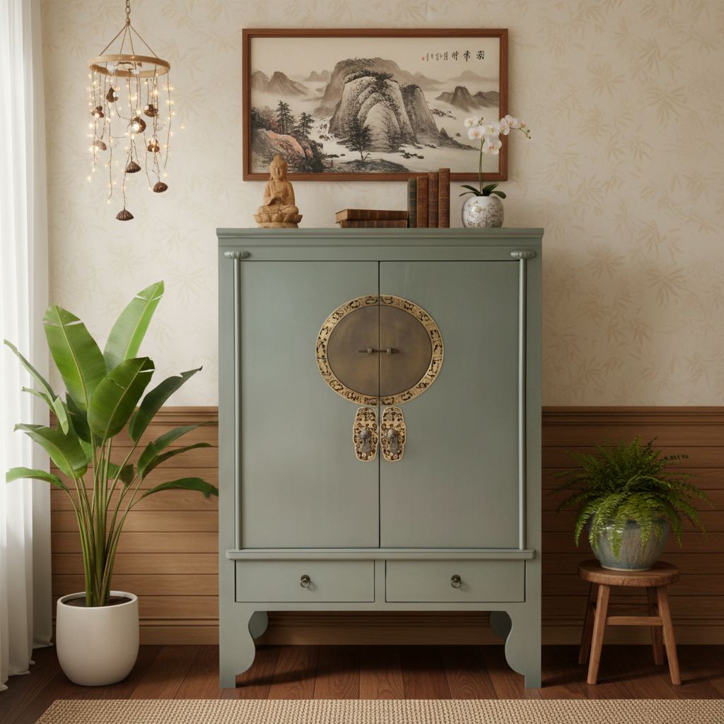 Vintage Asia Chinese Cabinet Wedding Cabinet Olive - Art. A502/Oliv