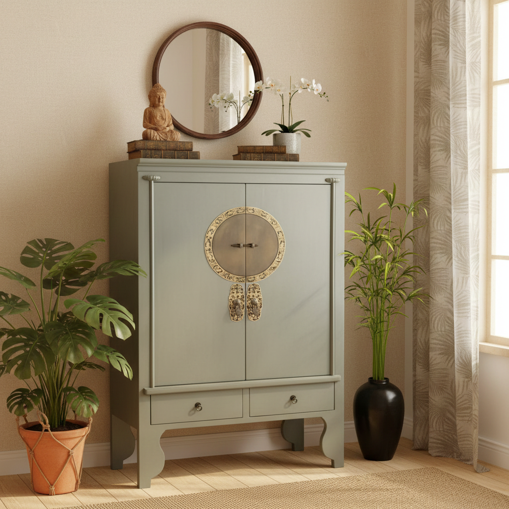 Vintage Asia Chinese Cabinet Wedding Cabinet Olive - Art. A502/Oliv