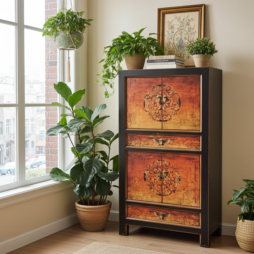 Cómoda y armario para bodas vintage asiático “Fuego” - Artículo 33723-5