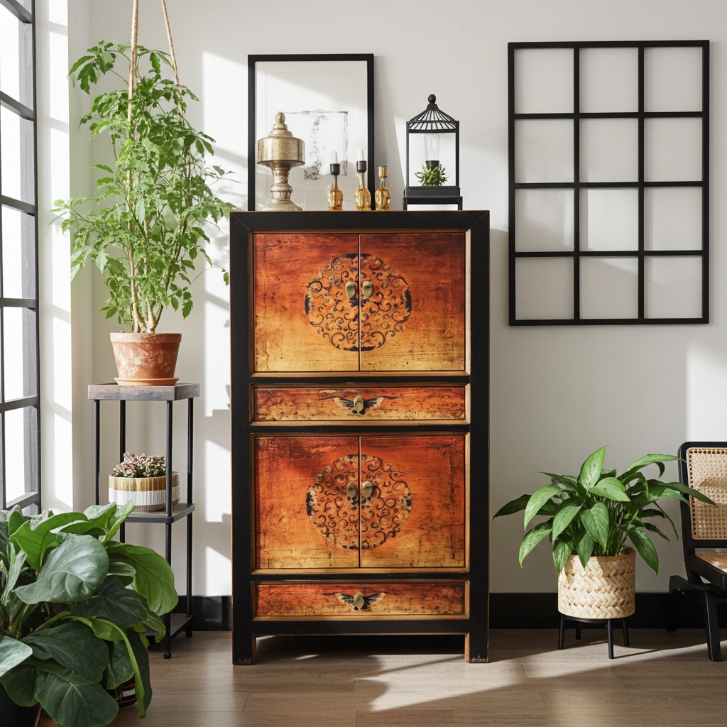 Cómoda y armario para bodas vintage asiático “Fuego” - Artículo 33723-5