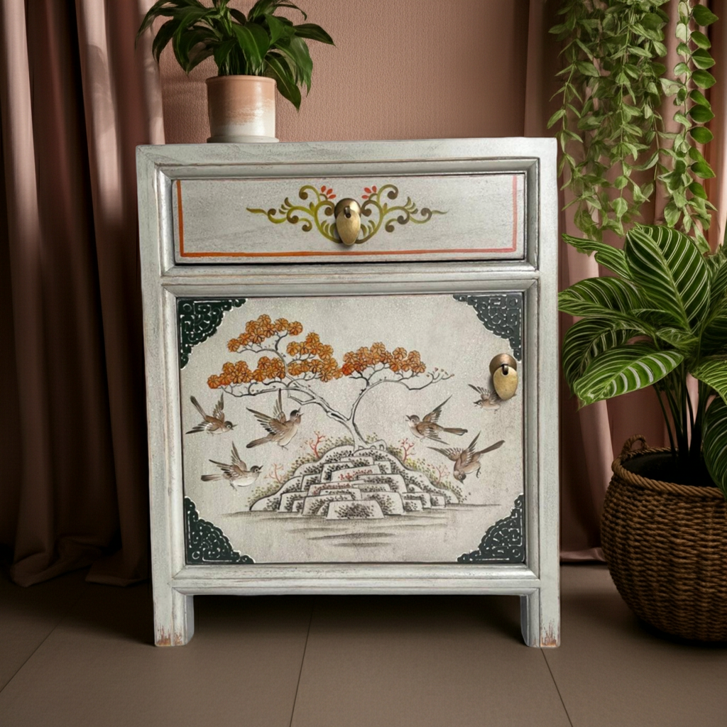 Vintage Asia Chinesisches Nachtkästchen Nachttisch "Vintagefog" - Art. 35191-12