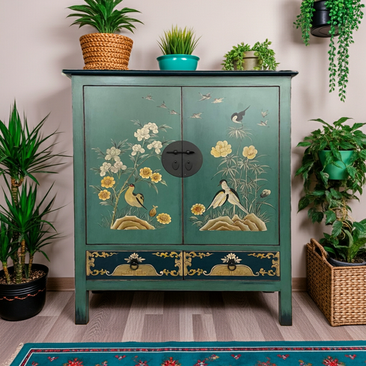 Alacena Exótica Vintage Asia Verde Azul - Artículo 2025-1