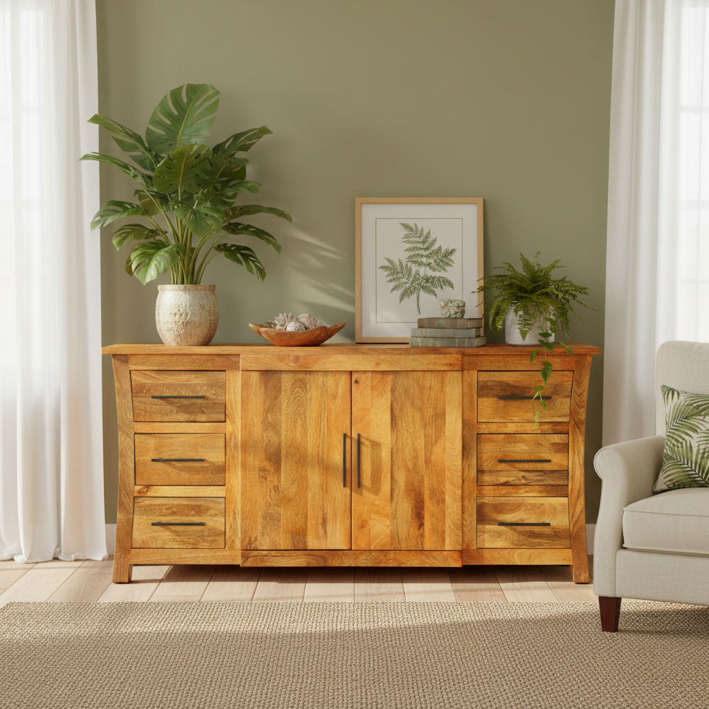 Vintage Asia Mangoholz Kommode Sideboard Regal - Art. SB2D6DRW