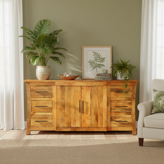 Vintage Asia Mangoholz Kommode Sideboard Regal - Art. SB2D6DRW