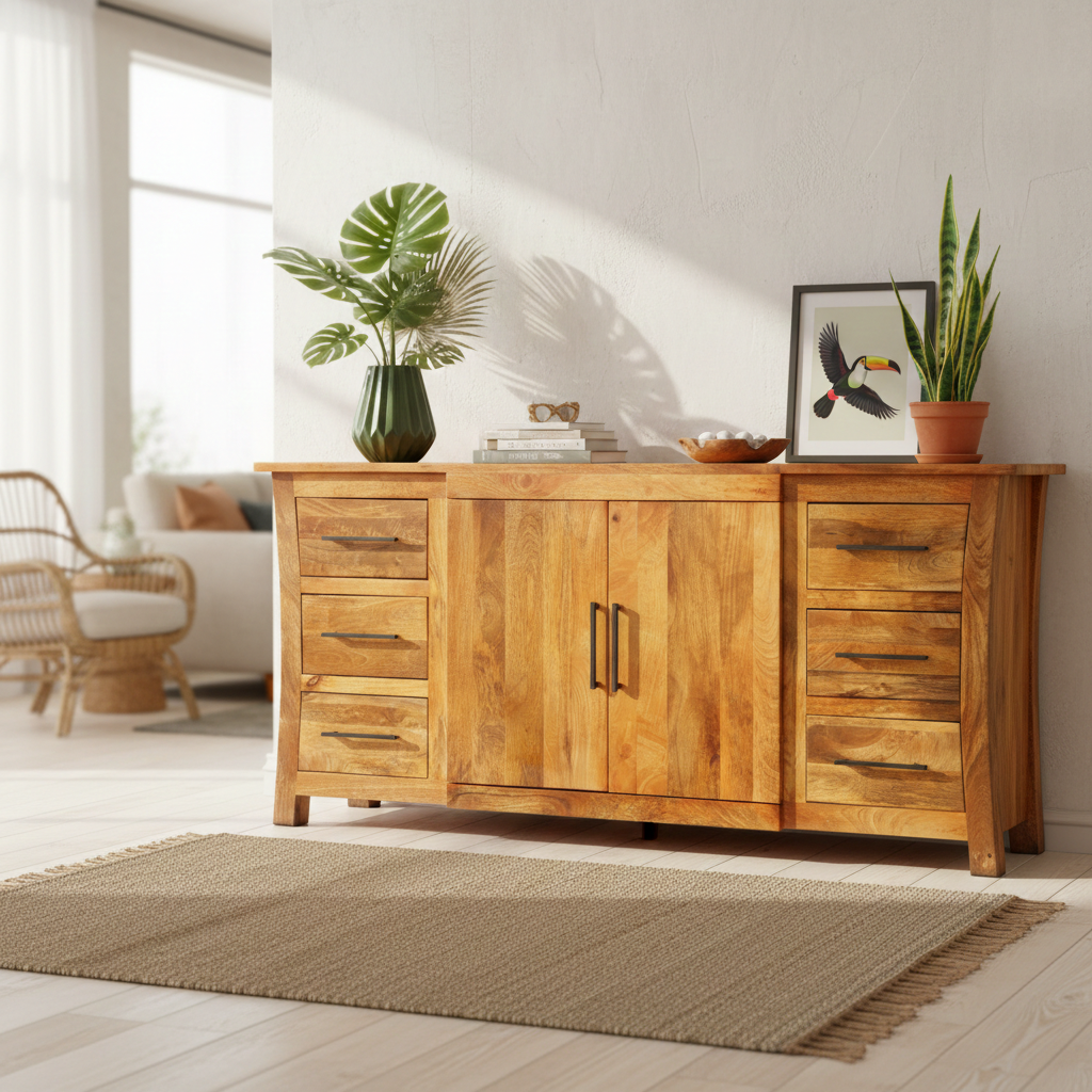 Vintage Asia Mangoholz Kommode Sideboard Regal - Art. SB2D6DRW